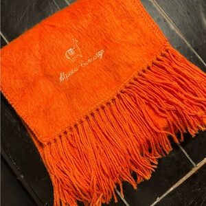 Bright Orange Alpaca Scarf with Fringe